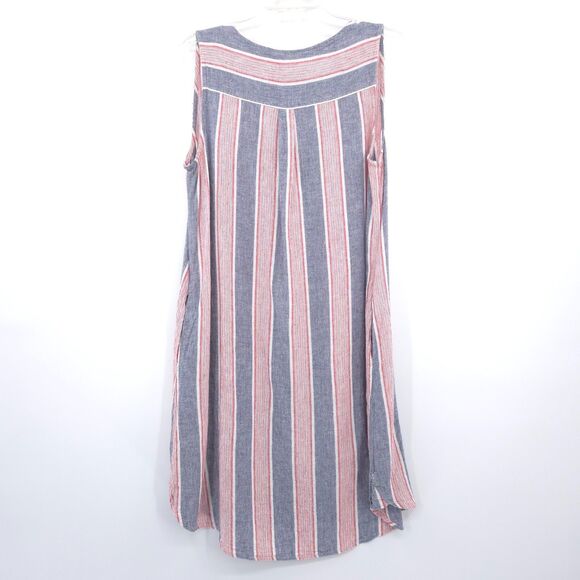 Marine Layer linen-blend striped button up dress Size XL blue/red sleeveless - Picture 6 of 6